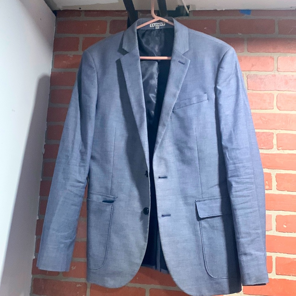 Express Men’s photographer Slim Fit Suit Jacket Blazer Blue